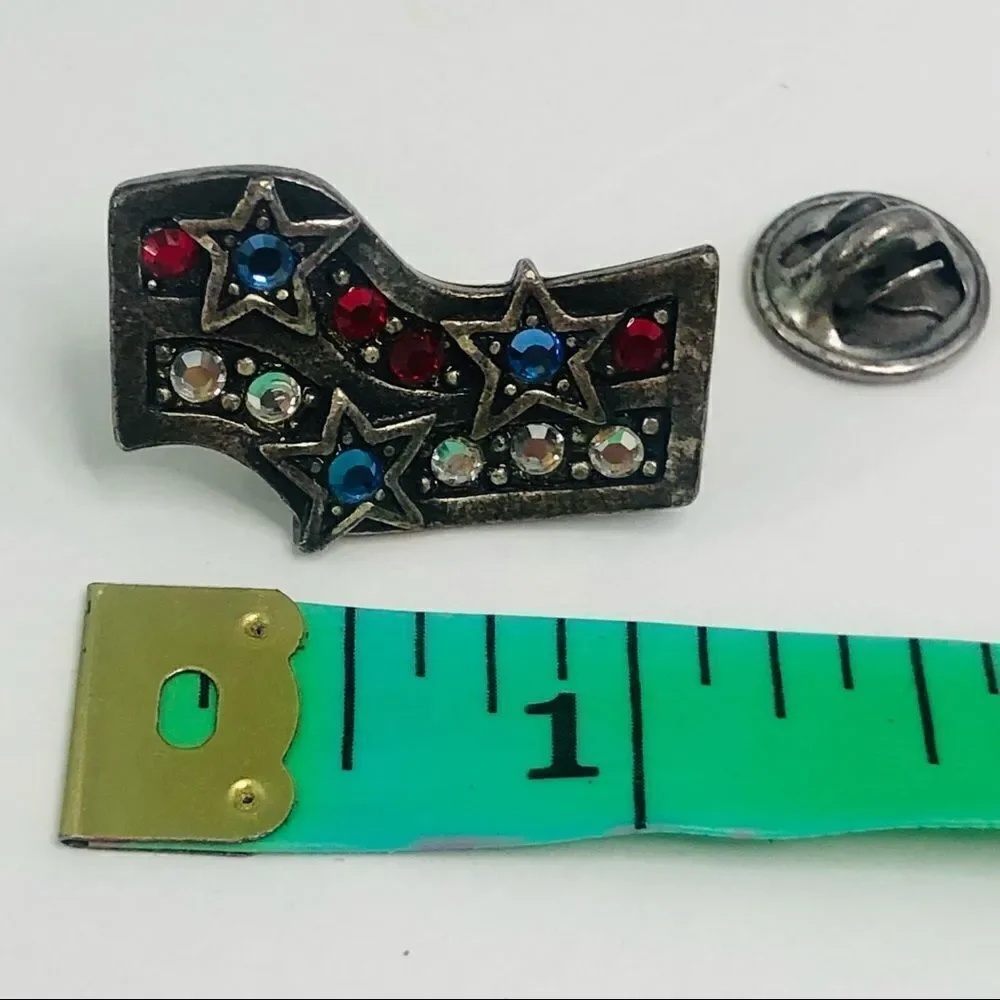 patriotic red white & blue stone pin lapel hat pin forth of july summer‎